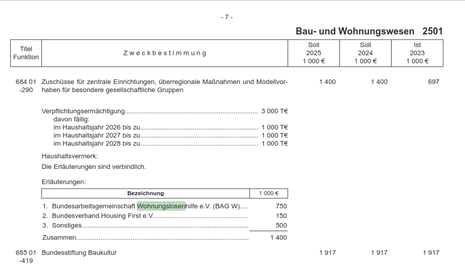 2024 Bundeshaushalt 2025 Planung Ausschnitt